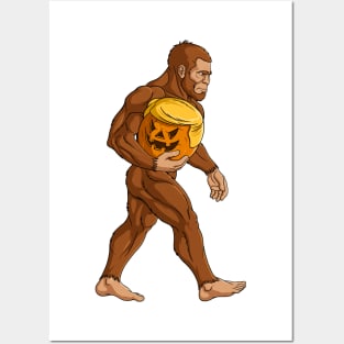 Bigfoot Halloween Trumpkin Pumpkin Posters and Art